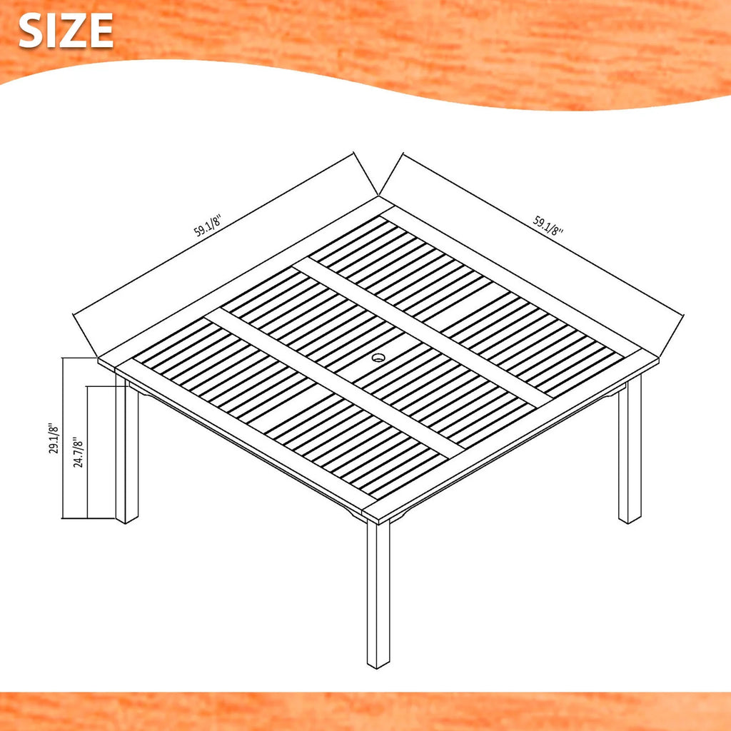 9-Piece Square Solid Wood Patio Dining Set A13453