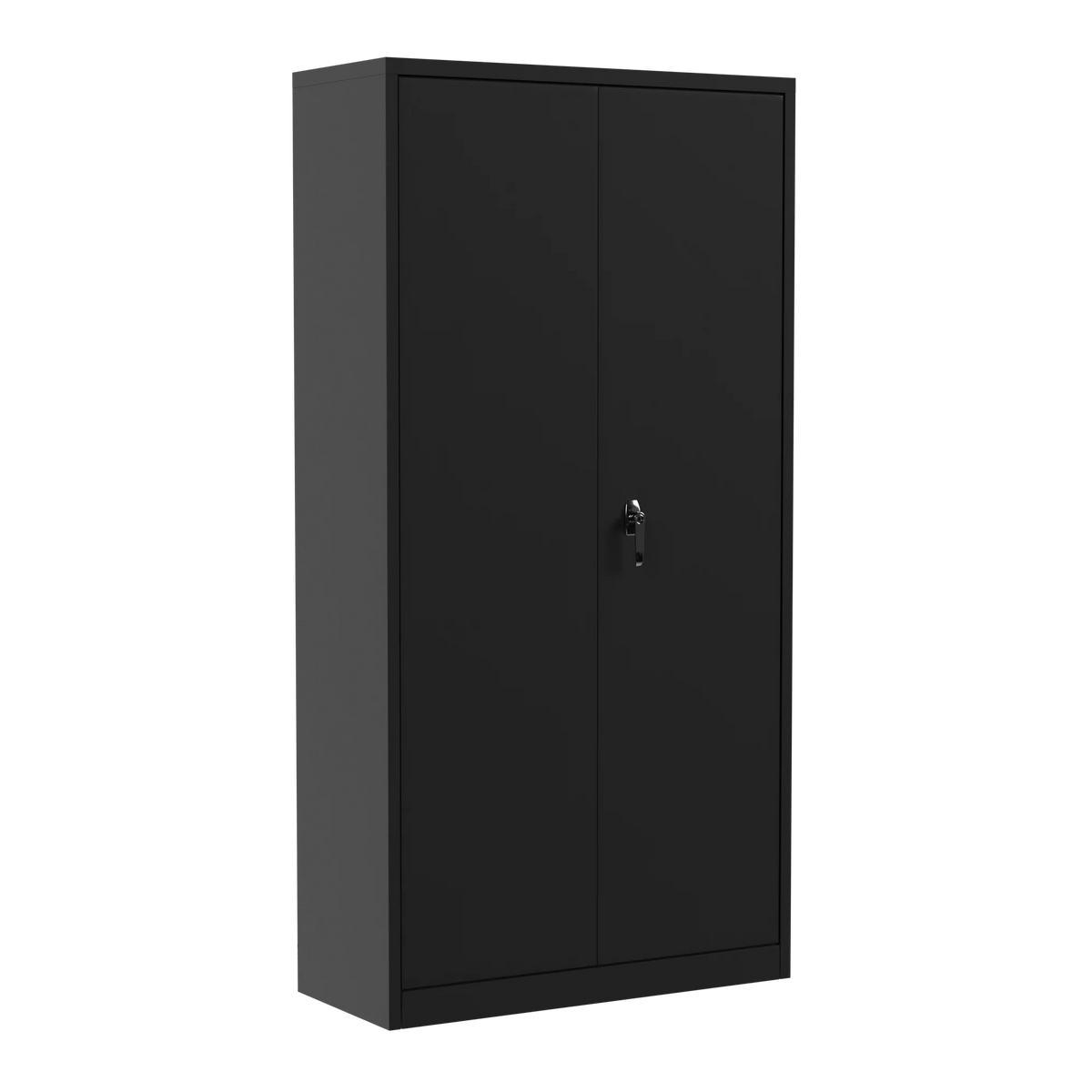 Black 72"H Lockable Steel Storage Cabinet with 4 Adjustable Shelves D810