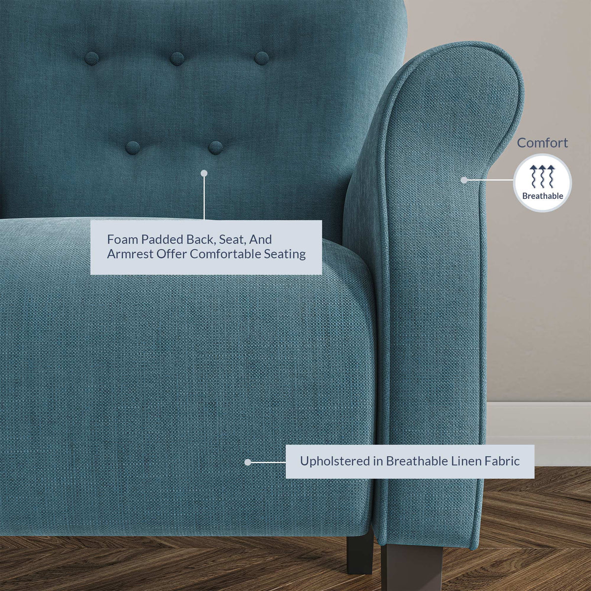Green Blue Floral Accent Chair H8696