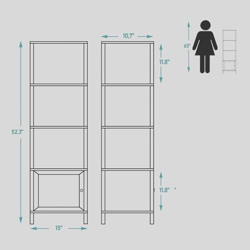 6 Tier Narrow Bookcase with Door H634664