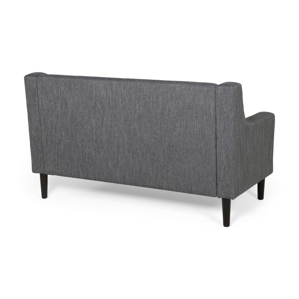 Charcoal Dark Brown Fabric Loveseat Q564