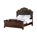 Black PU Tufted Wooden E.King Bed Dark Walnut Z162408