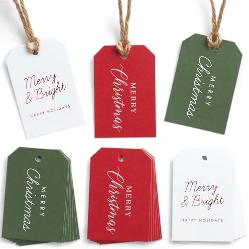 Christmas Gift Tags 48 Paper Labels with Rope C4459