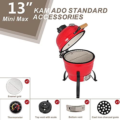 13" Round Ceramic Charcoal Grill with Thermometer M8935