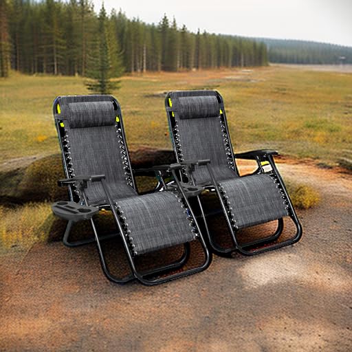 Zero Gravity Chair Outdoor Folding Lounge Chair with Pillow Grey V287