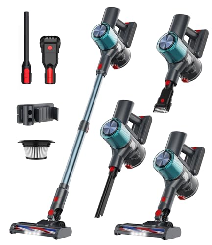 Cordless Vacuum Cleaner, 300W 45KPA Suction Power, 60 Min Runtime, Self-Standing Stick Vacuum with Wall Mount Charging, 3 Modes for Pet Hair, Carpet & Floor B896