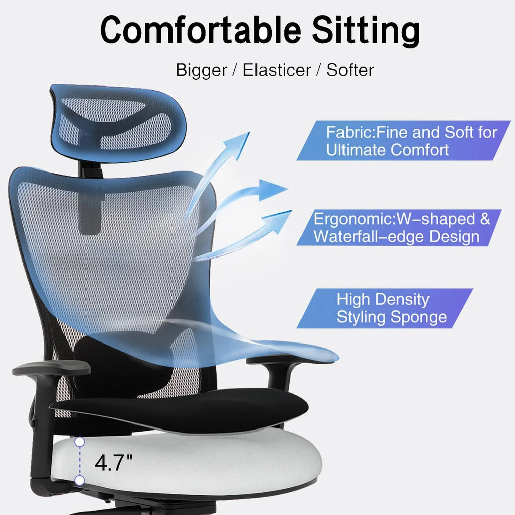 Ergonomic High Back Mesh Office Chair with Lumbar Support and Headrest Black S95244