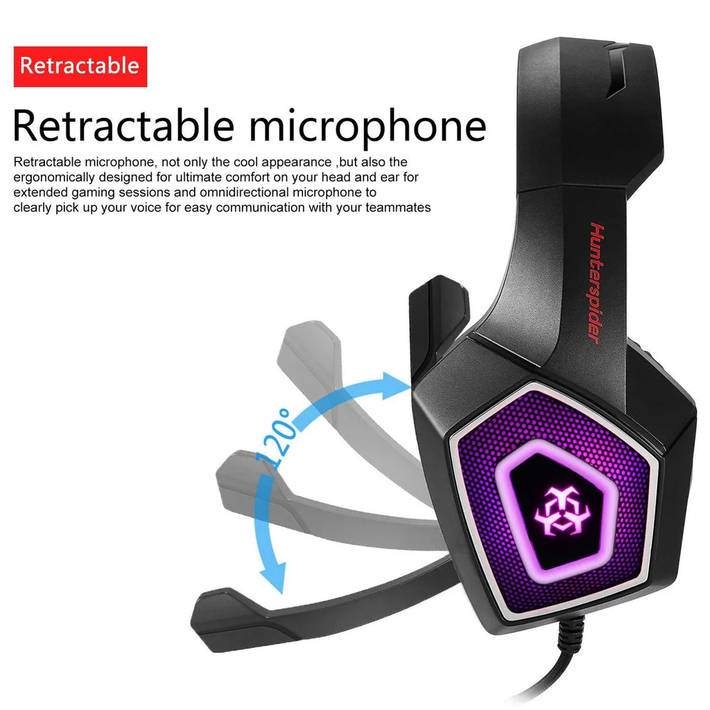 Gaming Headset with Mic, Over Ear 3.5mm Noise Canceling LED Light H894
