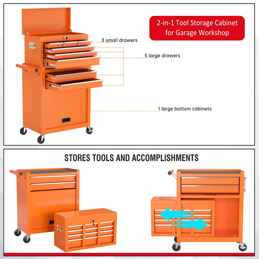 8 Drawer Rolling Tool Chest with Wheels K47101