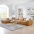 5-Piece Vegan Leather Sectional Sofa in Tan Q7963