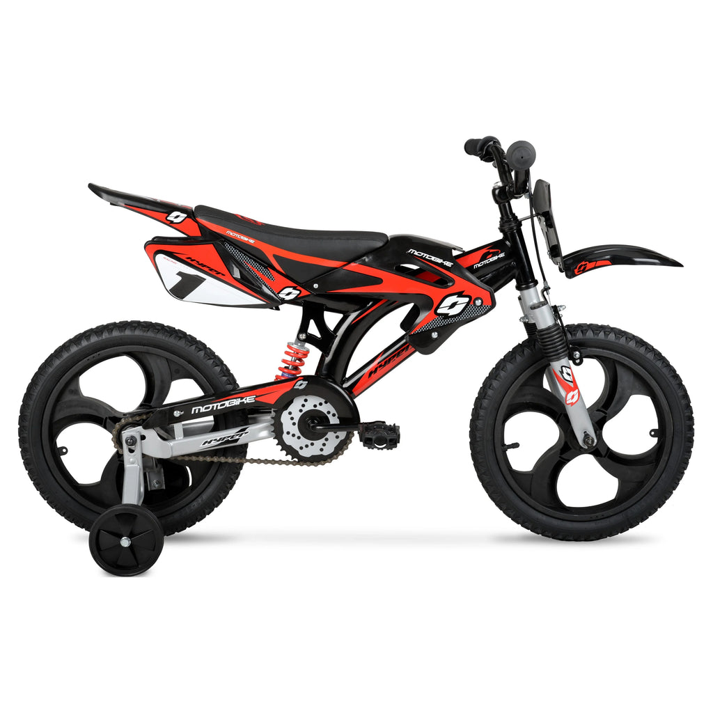 16 Kids Moto Bike with Training Wheels, Black/Red A763819