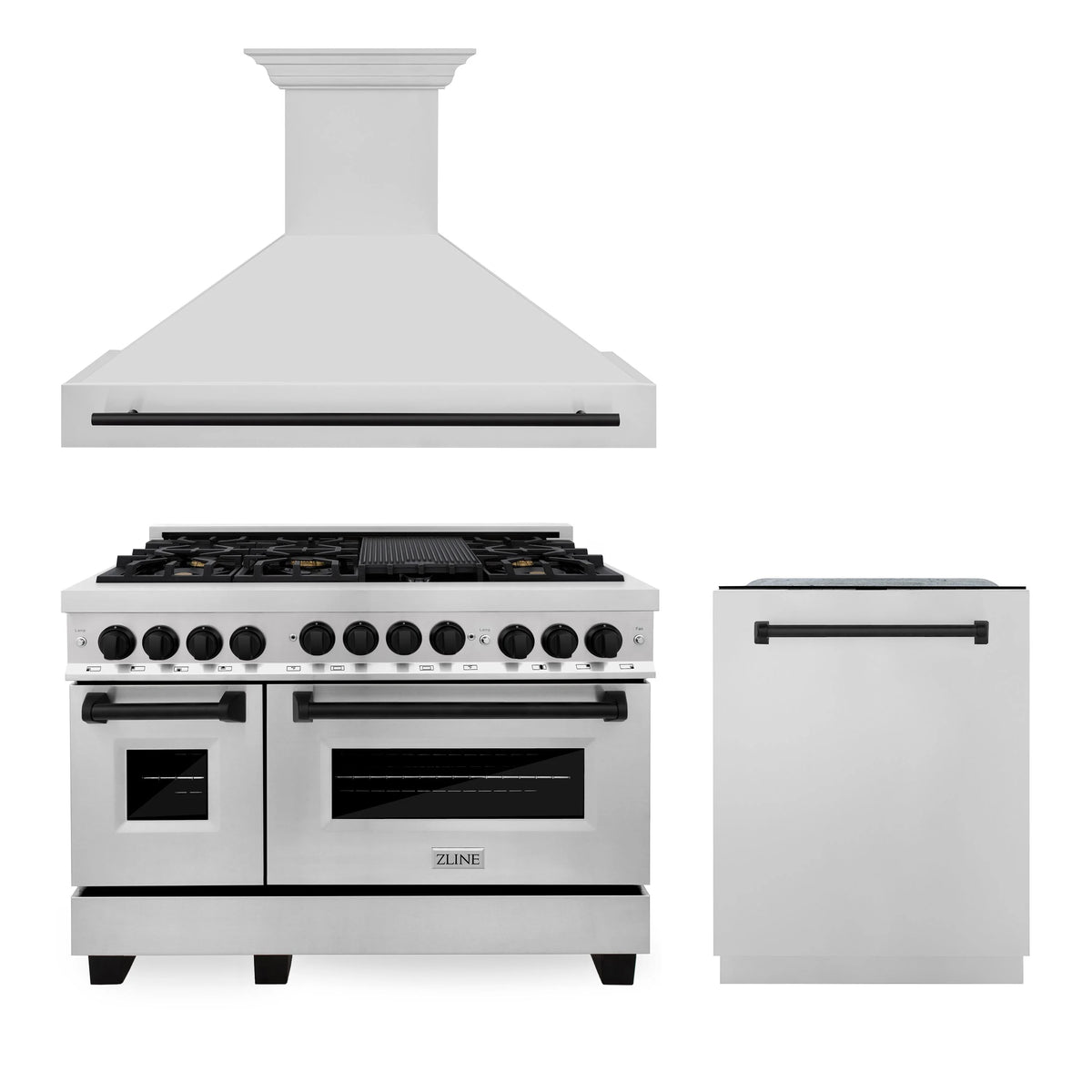 48 In. Gas Range, Range Hood and Dishwasher in Stainless Steel N401