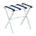 White Wood Luggage Rack with 4 Navy Nylon Straps X840