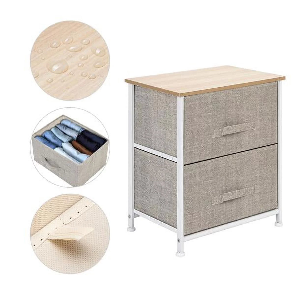 2 Drawer Fabric Nightstand O10664