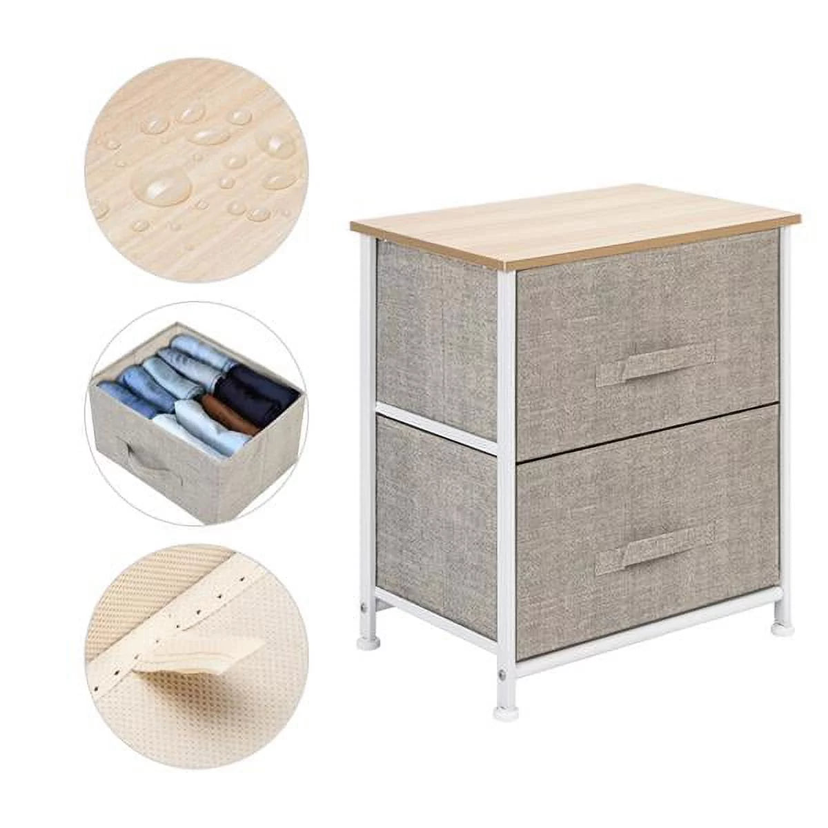 2 Drawer Fabric Nightstand O10664
