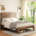 Queen Size Dark Brown Wood Bed Frame with Headboard F496846
