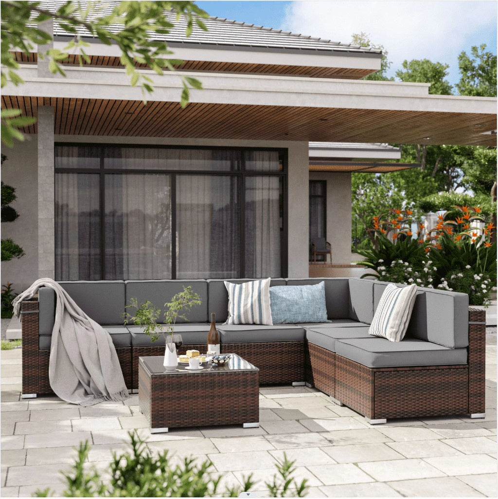 Modular Rattan 7PCS Patio Sofa Set T725392