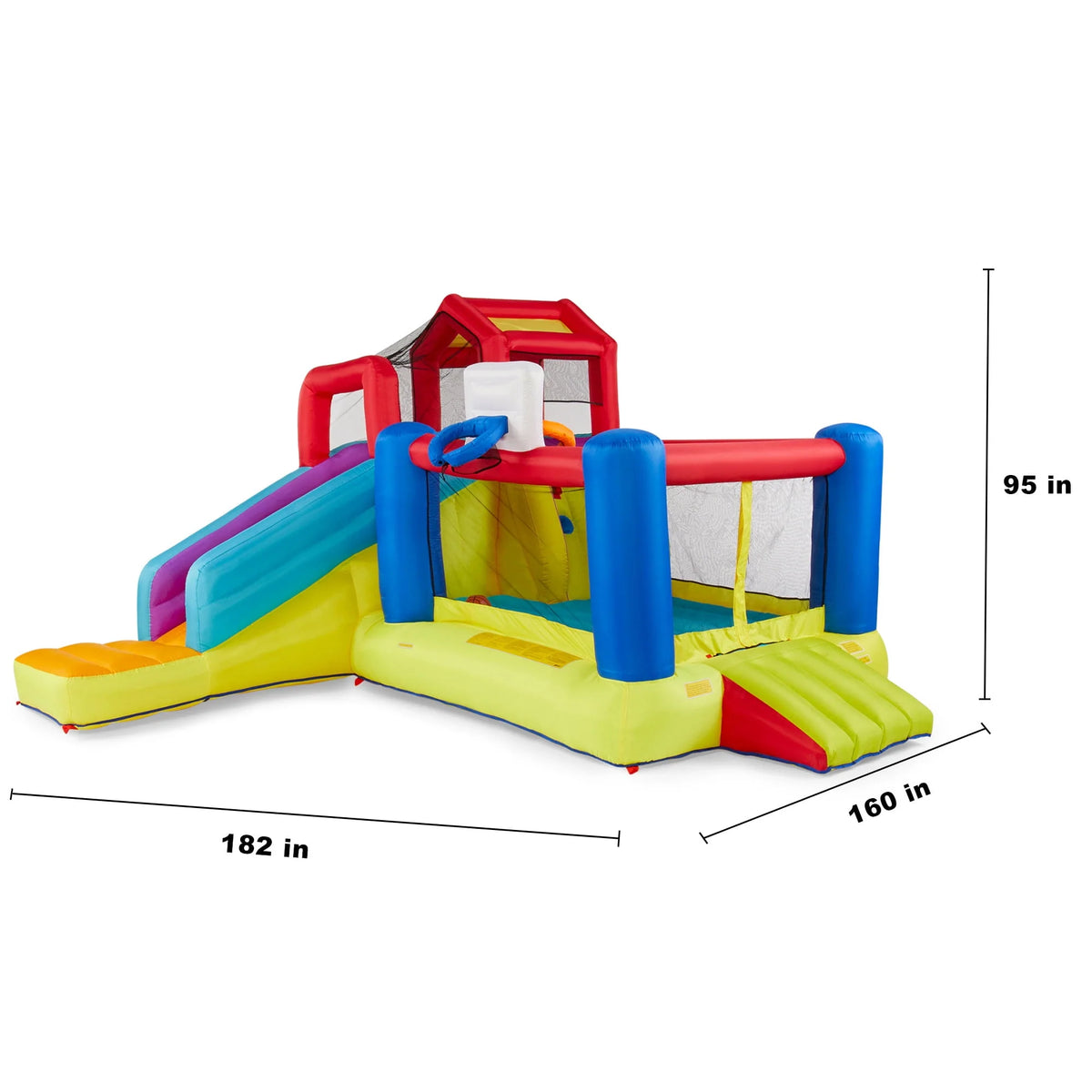 Outdoor Bounce House with Slide, Climbing Wall & 2 Sports Activities I895