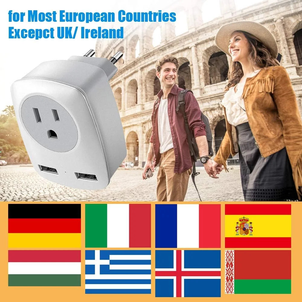European Travel Plug Adapter 2Pack Type C W123