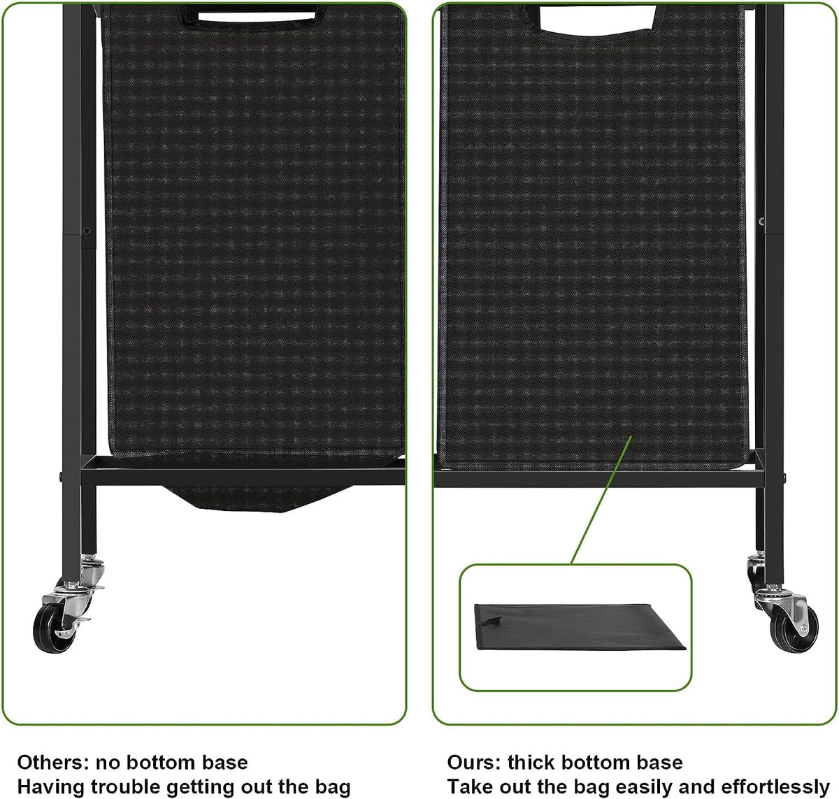 Black Double Laundry Hamper with Removable Bag and Shelf Y658