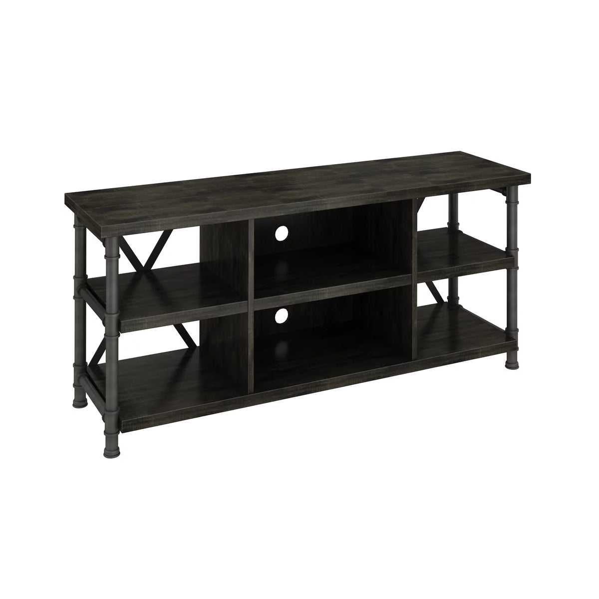 Industrial TV Stand with Metal Pipe Frame I319