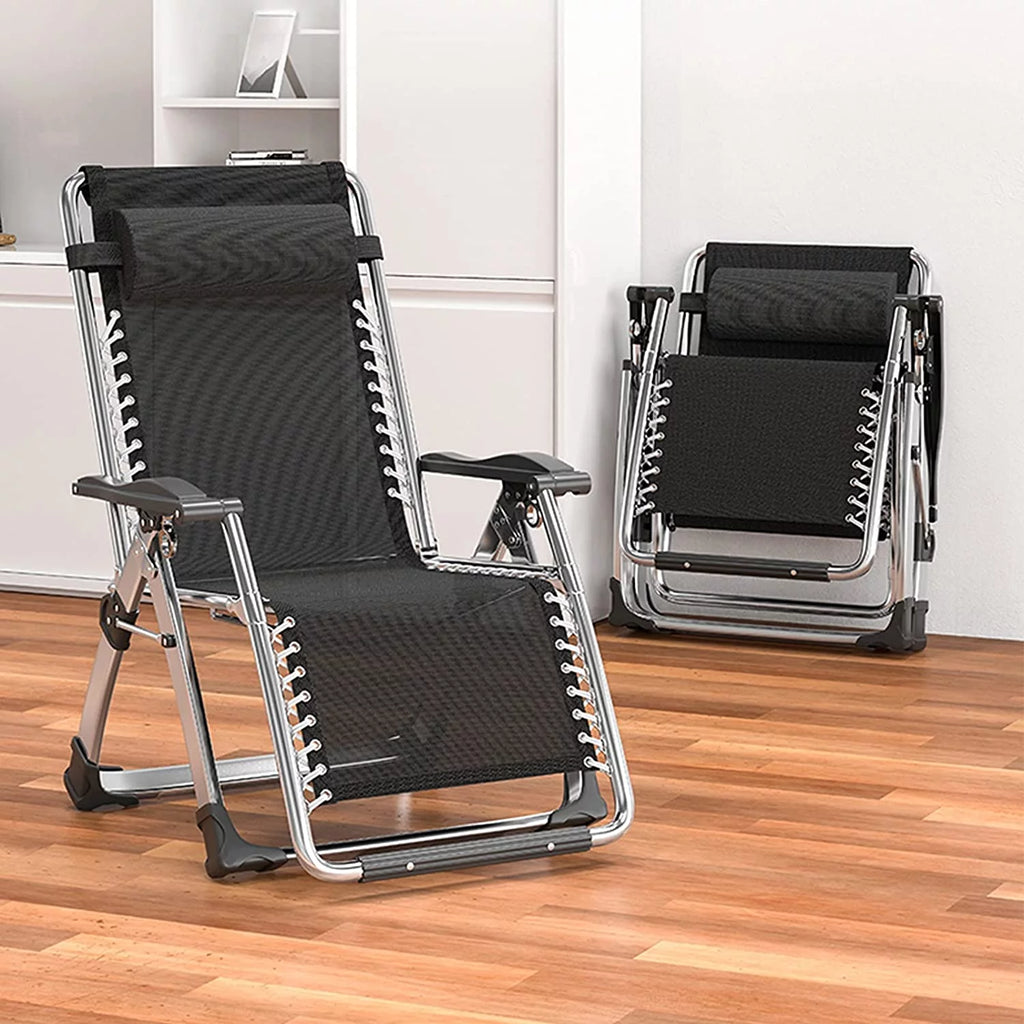 Zero Gravity Chair Set of 2 Gray Folding Recliner with Pillows and Cup Holder F32725