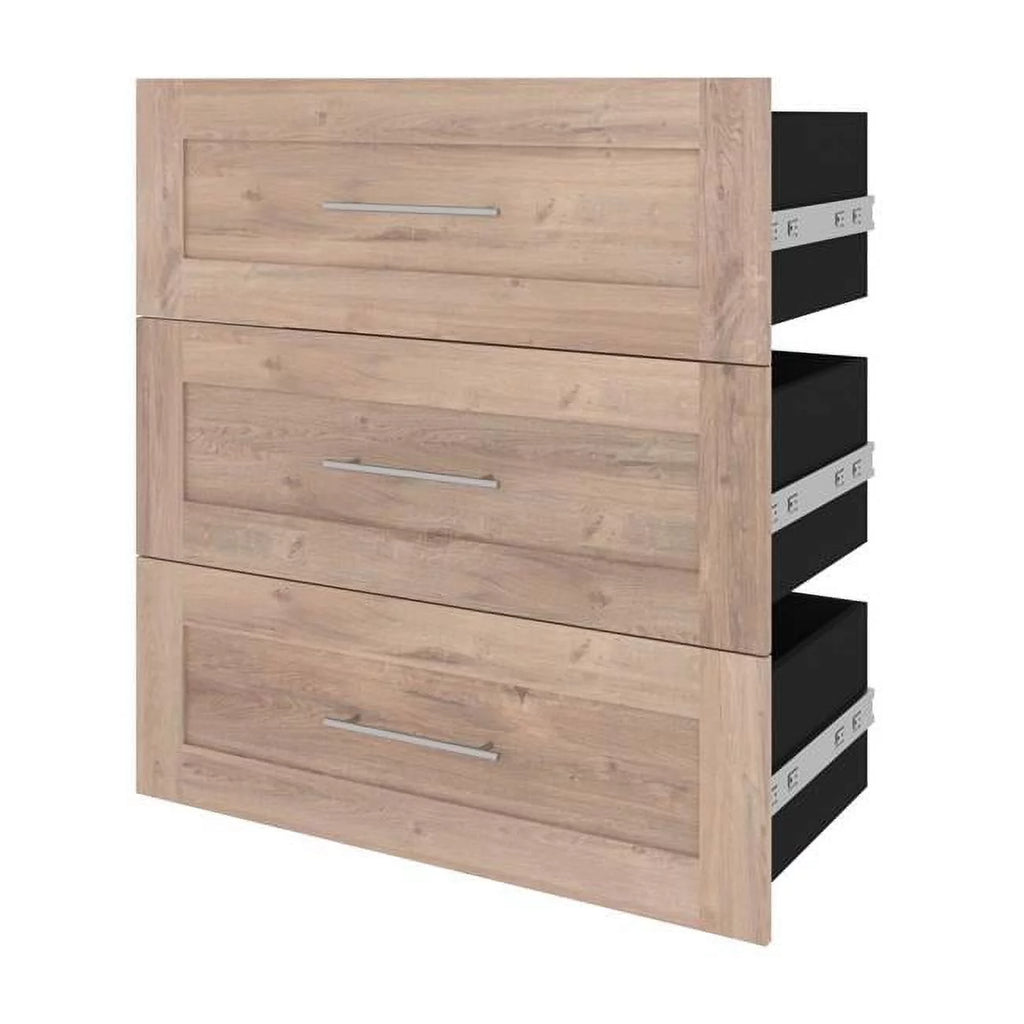 3 Drawer Set for Closet Organizer in Rustic Brown Engineered Wood O443