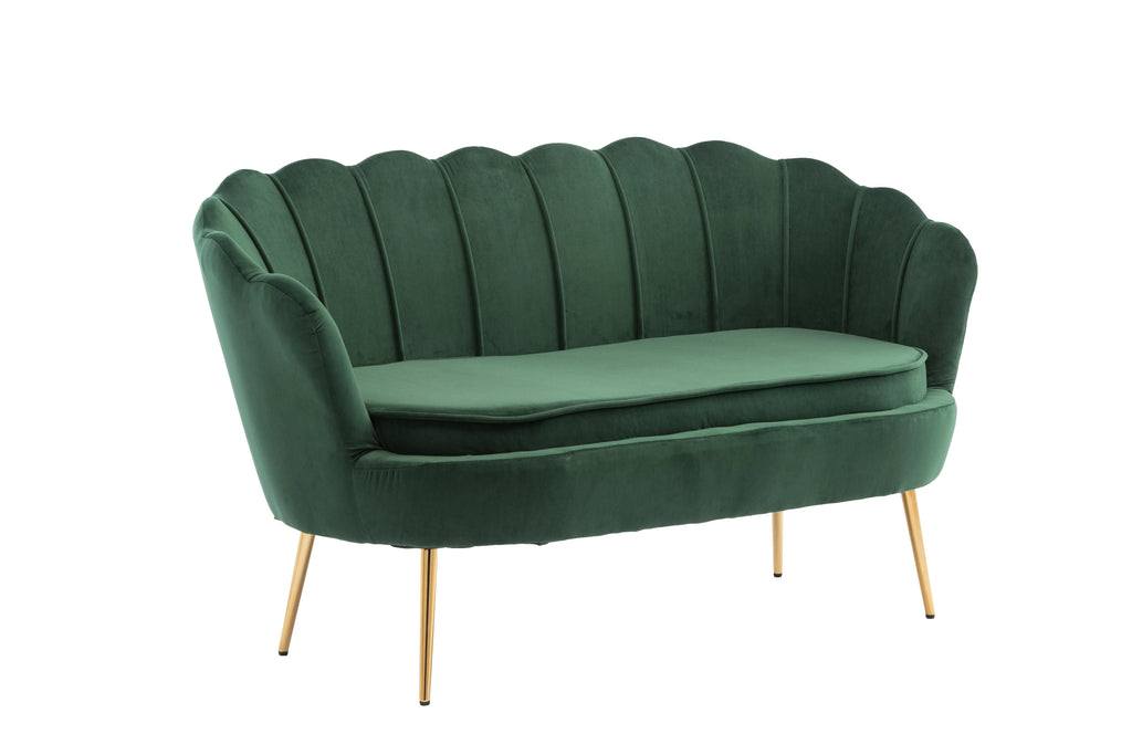 Green Velvet Upholstered 2 Seats Loveseat with Metal Legs X522