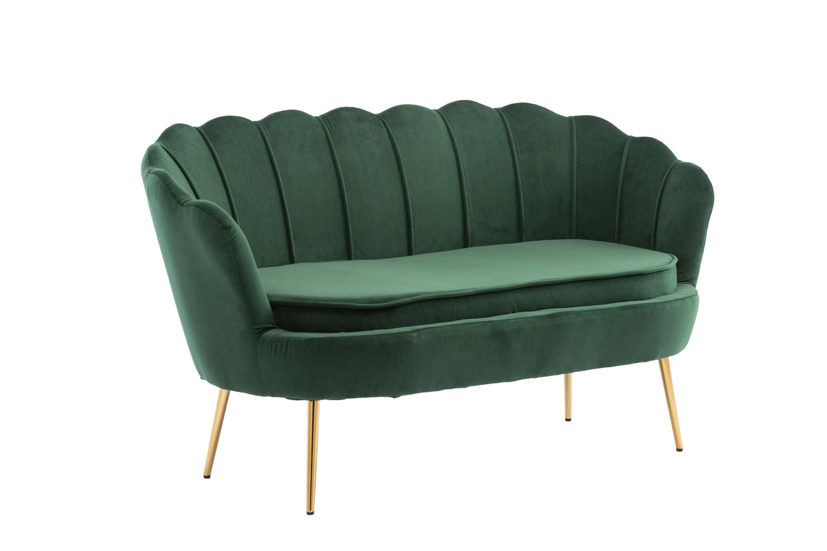 Green Velvet Upholstered 2 Seats Loveseat with Metal Legs X522