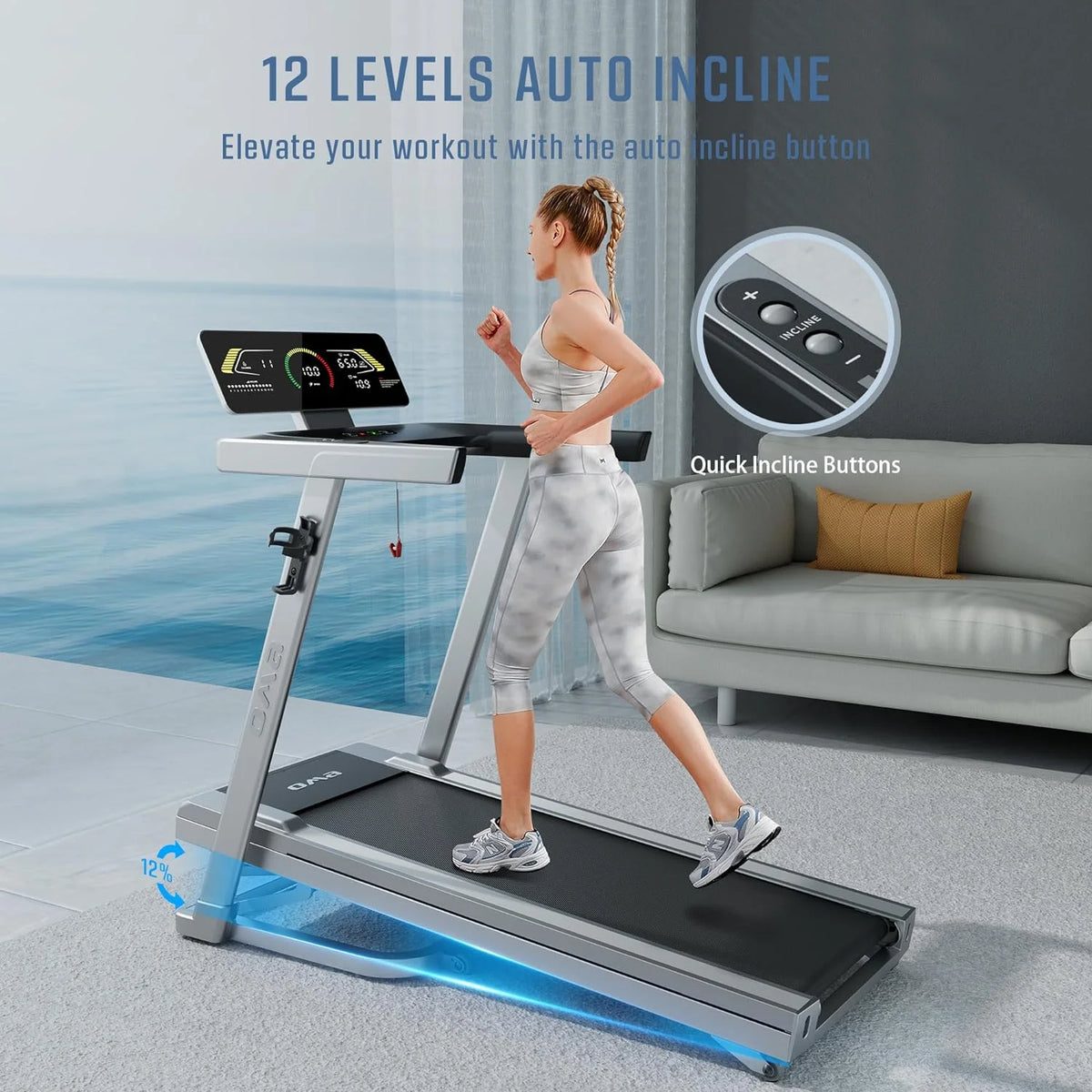 Foldable 2.5 HP Treadmill with Incline I678