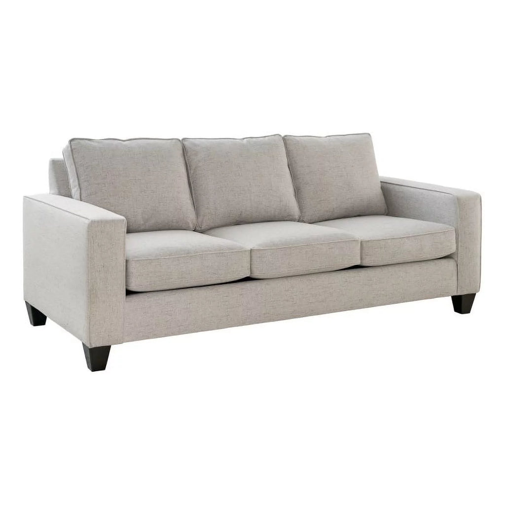 Beige Wood and Fabric Sofa U2076