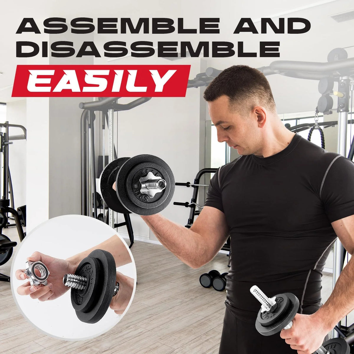 60 lbs Adjustable Cast Iron Dumbbell Set G26911