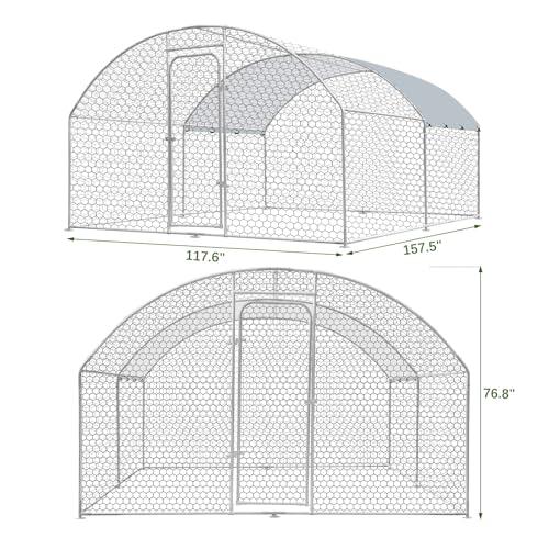 Large Metal Chicken Coop with Waterproof Cover F947034