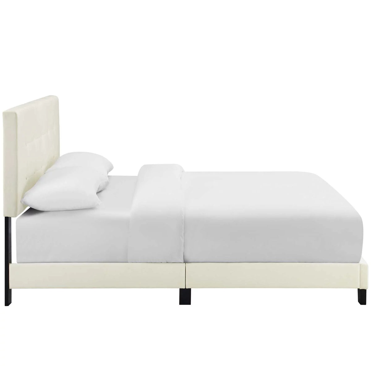 King Performance Velvet Bed in Ivory P322