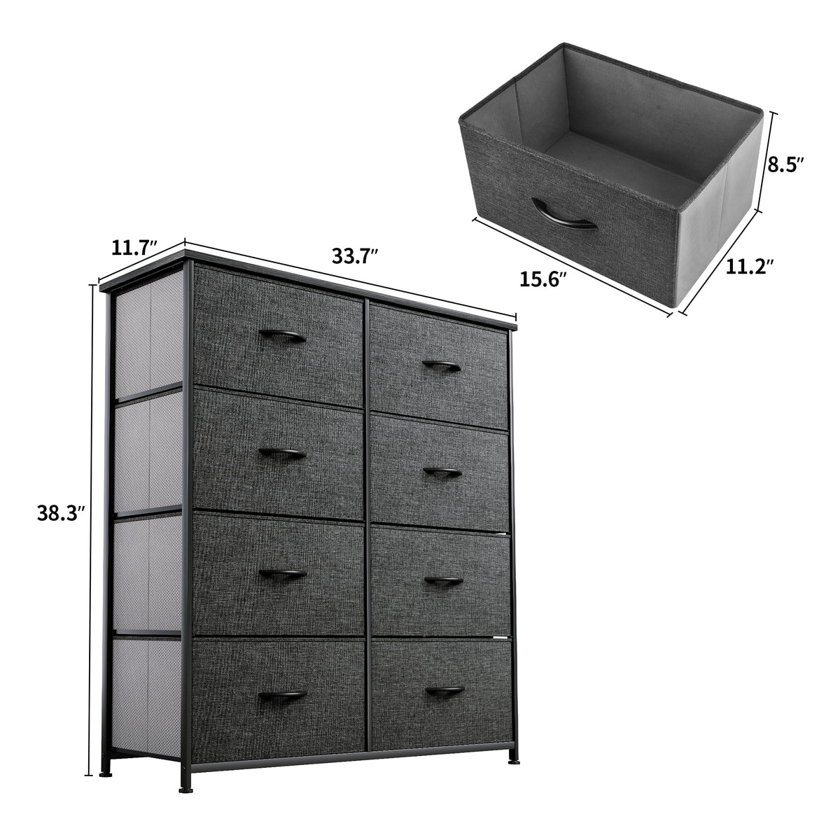 Light Gray 8 Drawer Storage Dresser Z97789