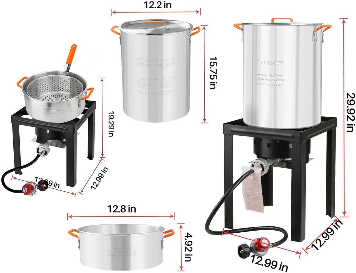 Propane Outdoor Turkey Fryer 30 & 10 Quart Aluminum Seafood Boiler Steamer Kit E5826