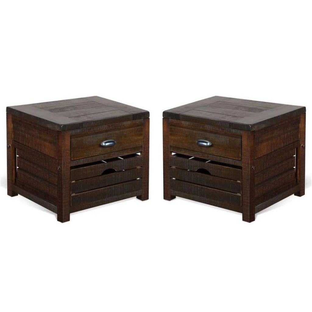 24" Mahogany Wood End Table Set of 2 M735