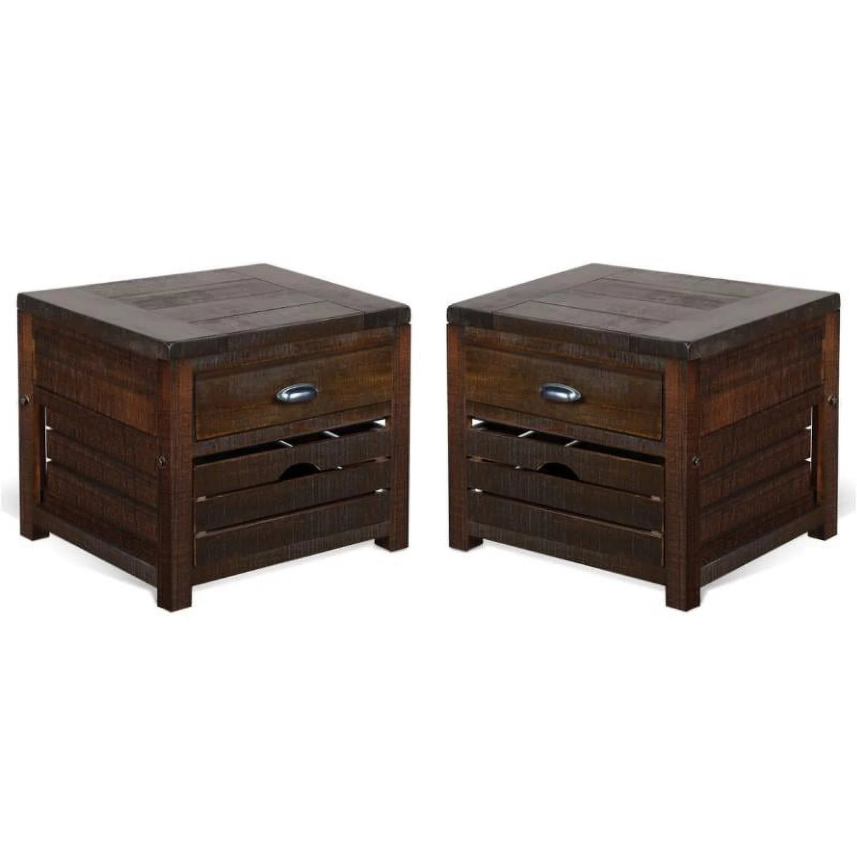 24" Mahogany Wood End Table Set of 2 M735