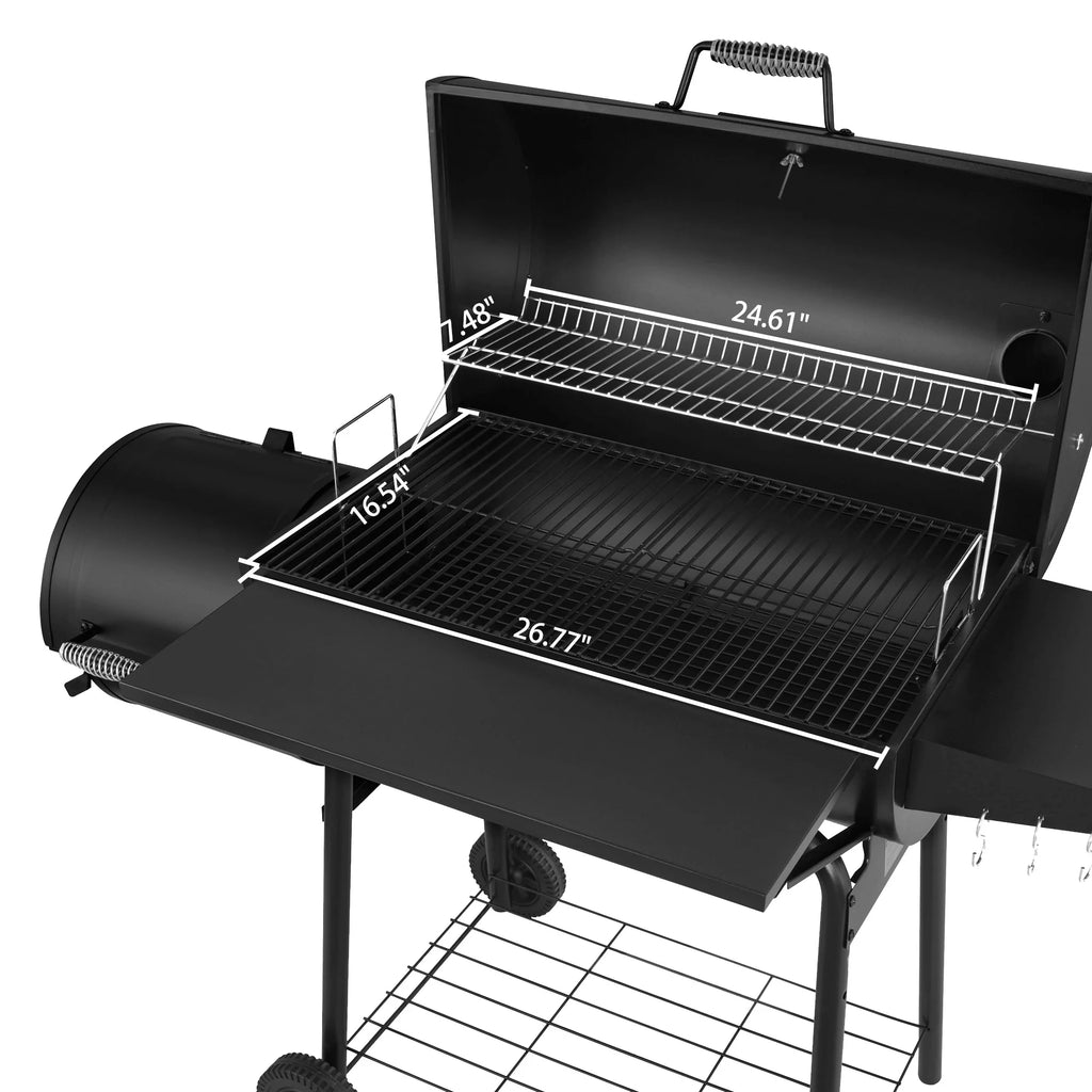 Steel Charcoal Grill with Offset Smoker A800