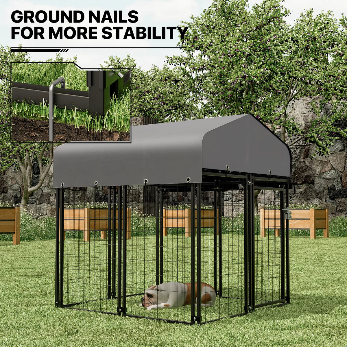 4ft x 4.25ft x 4.5ft 8 Panels Outdoor Dog Kennel B11472