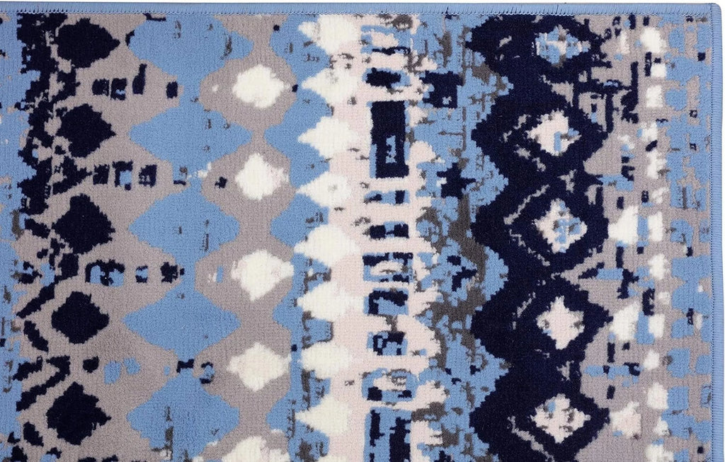 Light Blue Geometric Pattern Rug A76846