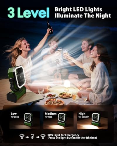 20000mAh Portable Camping Fan with Bluetooth Speaker O4490