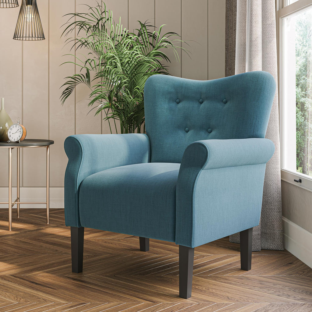Green Blue Floral Accent Chair H8696