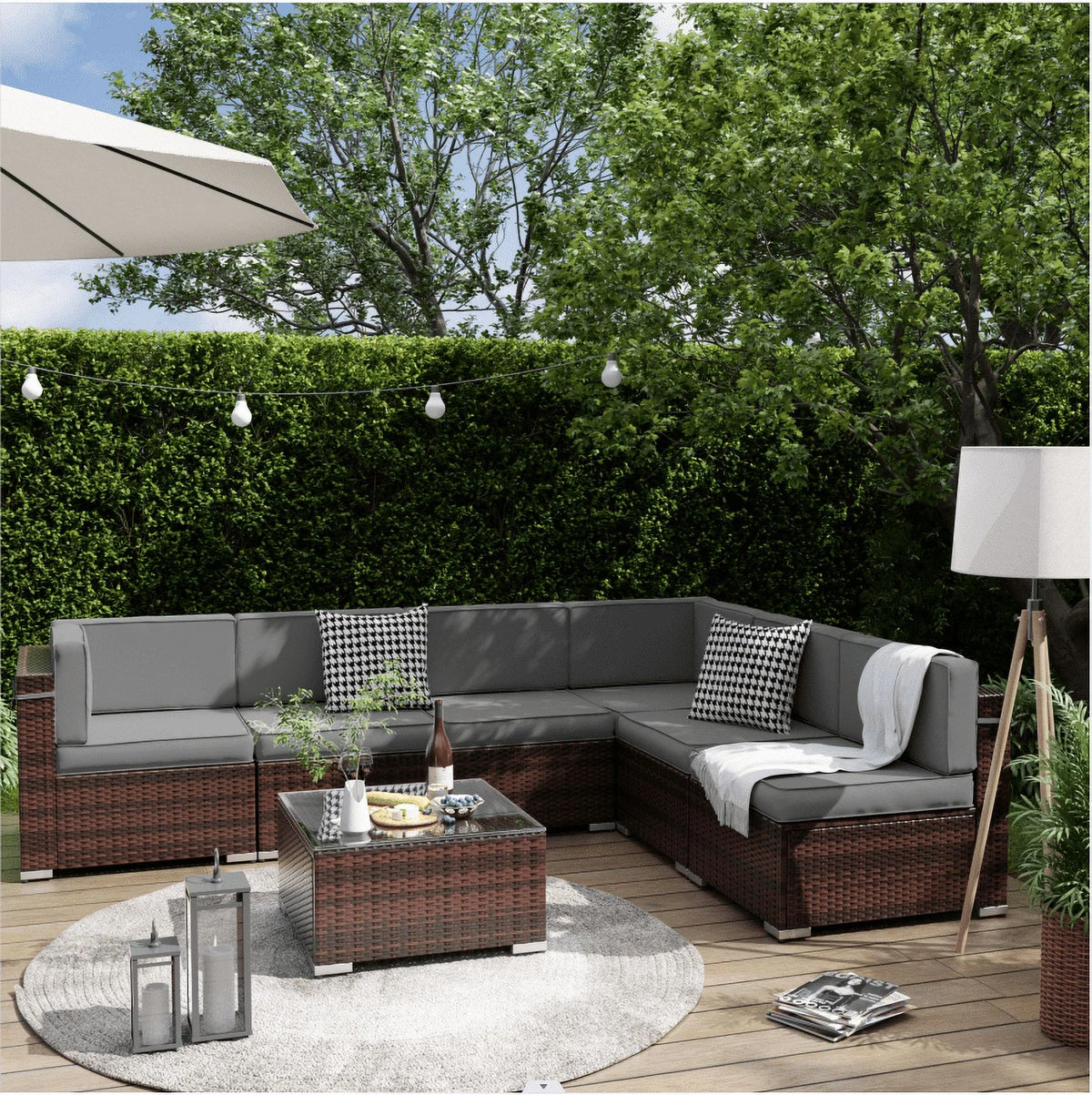Modular Rattan 7PCS Patio Sofa Set T725392