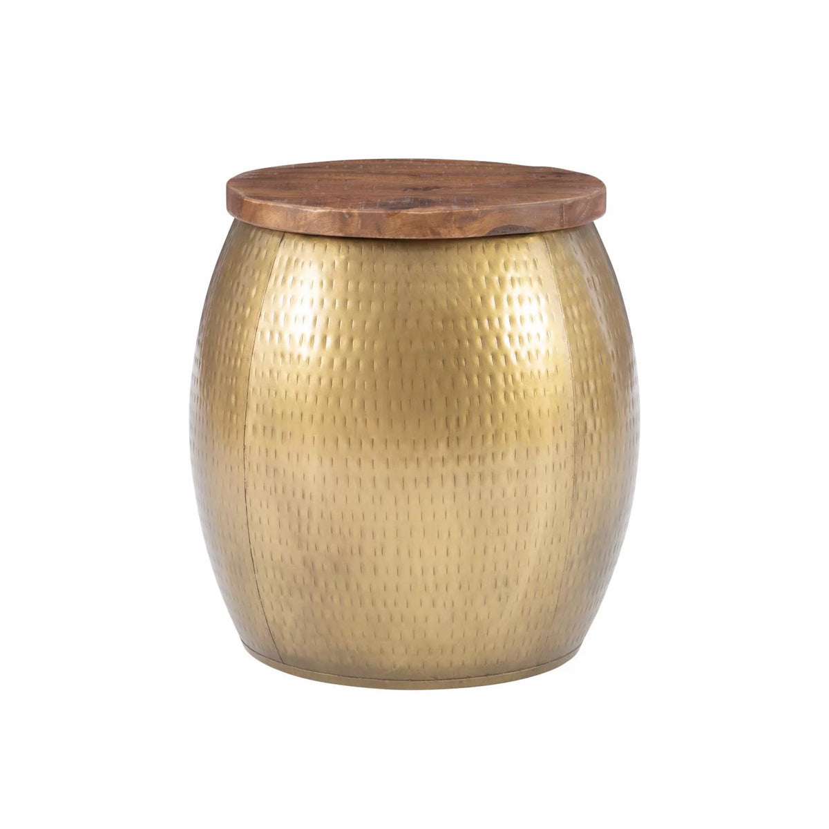 Gold Metal and Wood Storage Side Table U821615