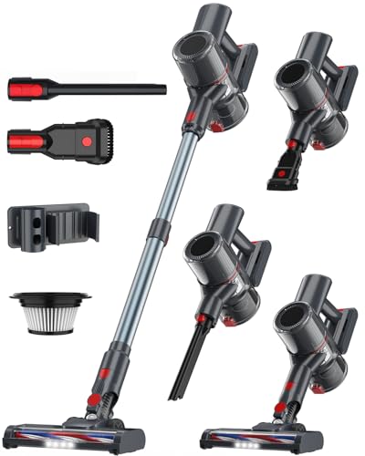 Cordless Vacuum Cleaner, 300W 45KPA Suction Power, 60 Min Runtime, Self-Standing Stick Vacuum with Wall Mount Charging, 3 Modes for Pet Hair, Carpet & Floor B896