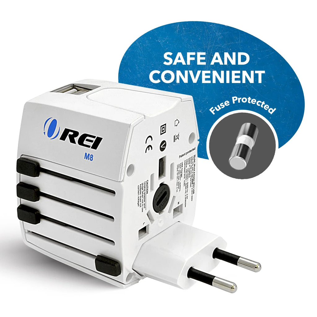 White International Travel Plug Adapter with Dual USB Charger I458
