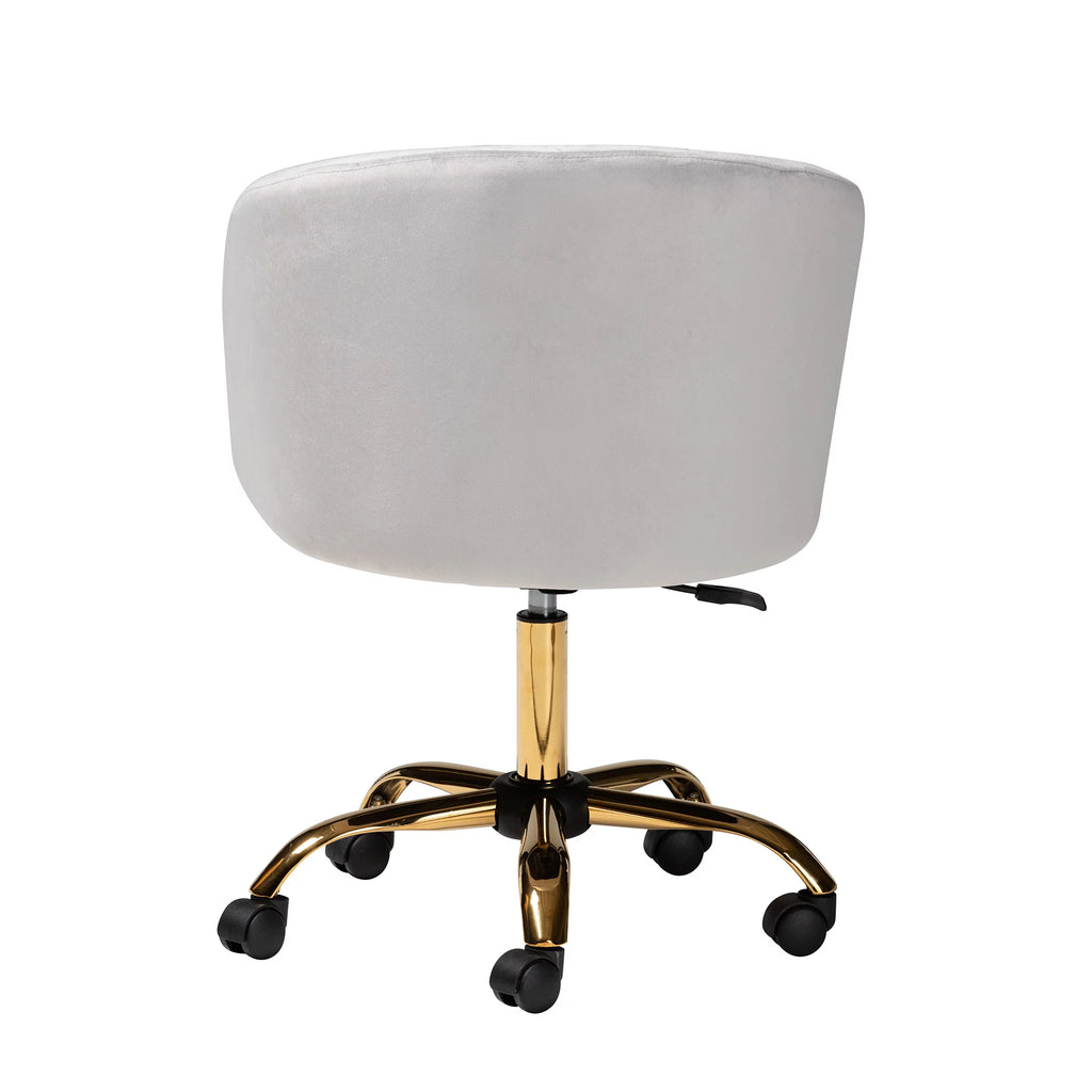 Grey Velvet Gold Metal Swivel Office Chair U239