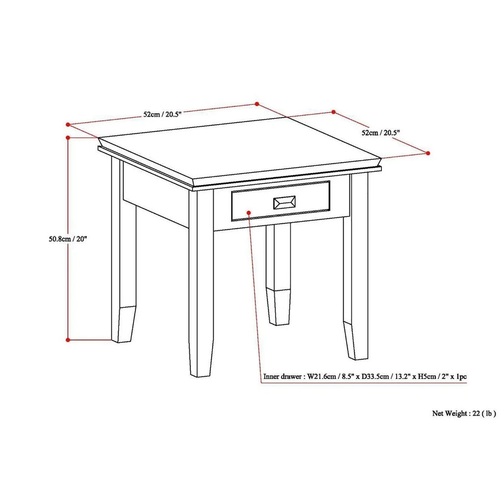 Solid Wood Square End Side Table M196987