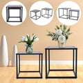 2Pcs Modern Square Metal Coffee Table Side Table End Table Matt Black O14826